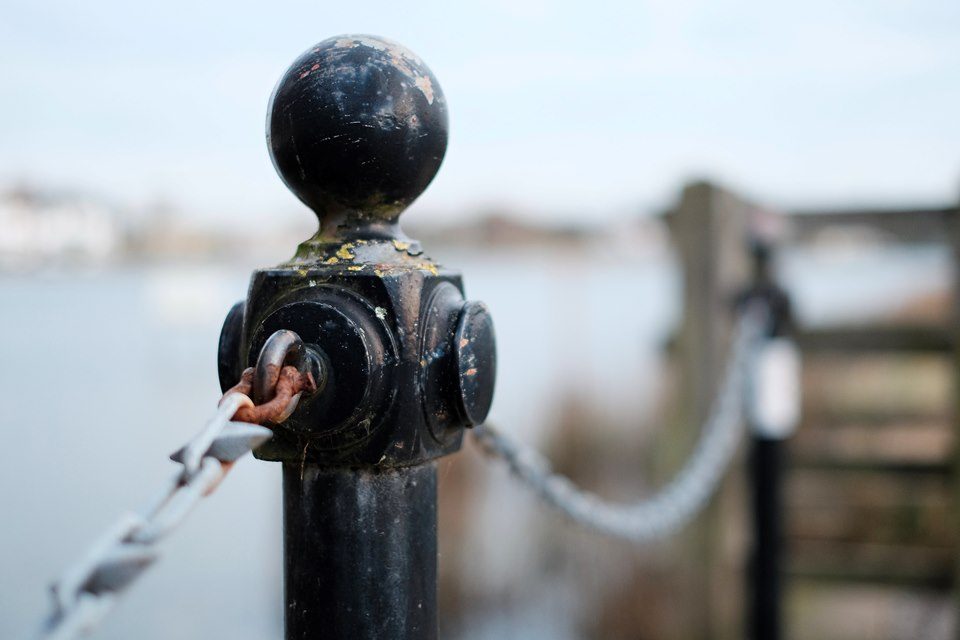 Railing post at the Slipper Mill Pond